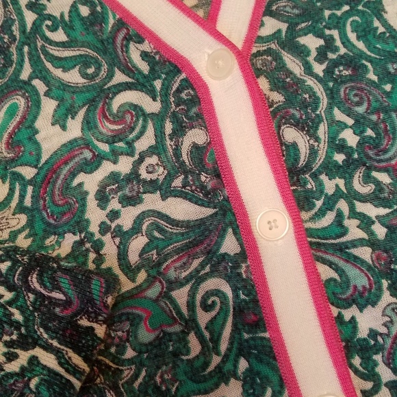 ANN TAYLOR LOFT | graphic button down cardigan - Picture 5 of 5